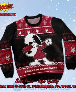 Arkansas Razorbacks Snoopy Dabbing Ugly Christmas Sweater