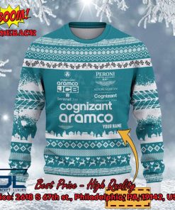 Aston Martin Aramco Cognizant F1 Team Personalized Name Ugly Christmas Sweater