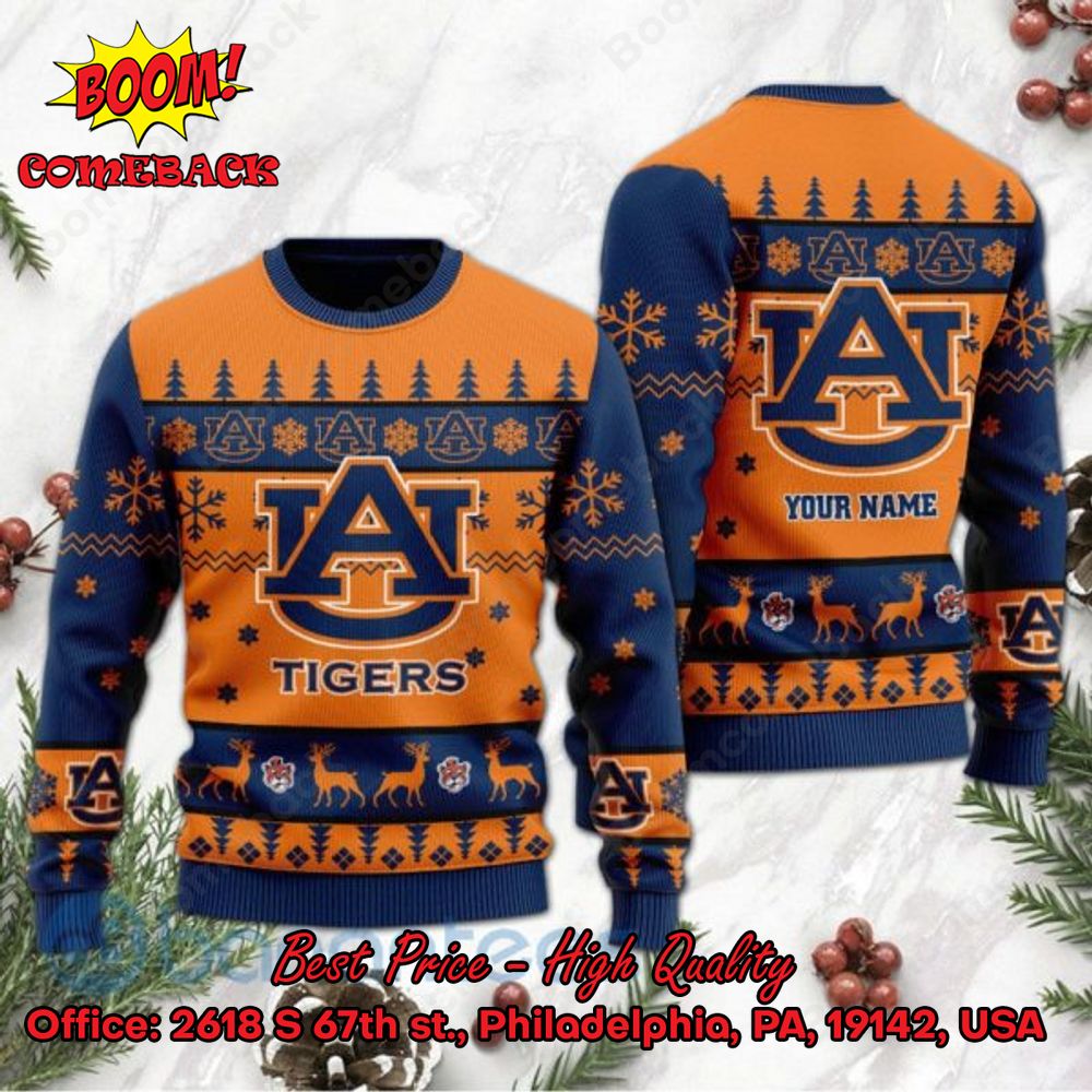 Auburn Tigers Personalized Name Ugly Christmas Sweater