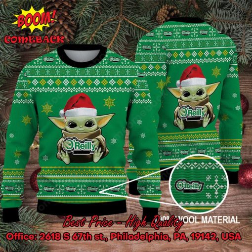 Baby Yoda Hug O’Reilly Auto Parts Logo Ugly Christmas Sweater