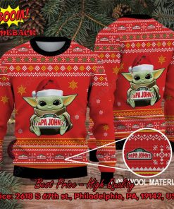 Baby Yoda Hug Papa John’s Pizza Logo Ugly Christmas Sweater