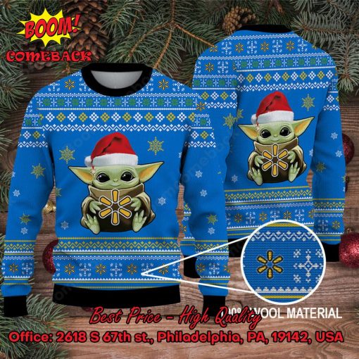 Baby Yoda Hug Walmart Logo Ugly Christmas Sweater