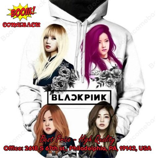 Blackpink Flower White 3d Printed Hoodie