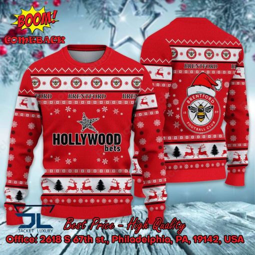 Brentford Logo Santa Hat Ugly Christmas Sweater