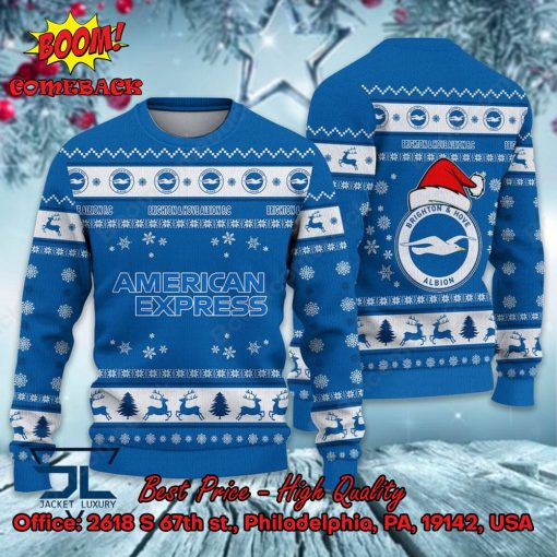 Brighton & Hove Albion Logo Santa Hat Ugly Christmas Sweater