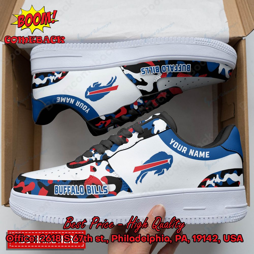 Buffalo Bills Camo Personalized Name Air Force 1 Shoes