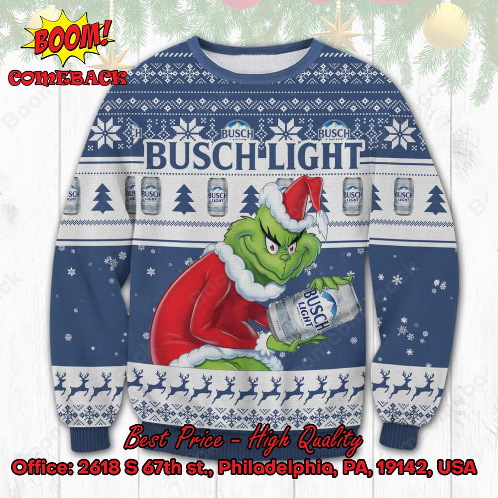 Busch Light Sneaky Grinch Ugly Christmas Sweater