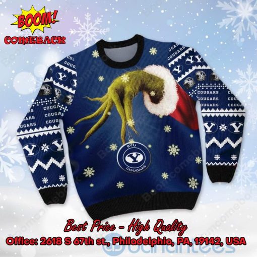 BYU Cougars Grinch Candy Cane Ugly Christmas Sweater