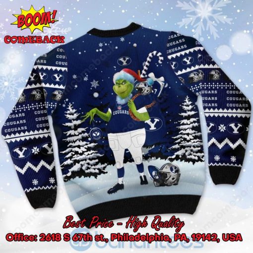 BYU Cougars Grinch Candy Cane Ugly Christmas Sweater