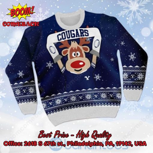 BYU Cougars Reindeer Ugly Christmas Sweater