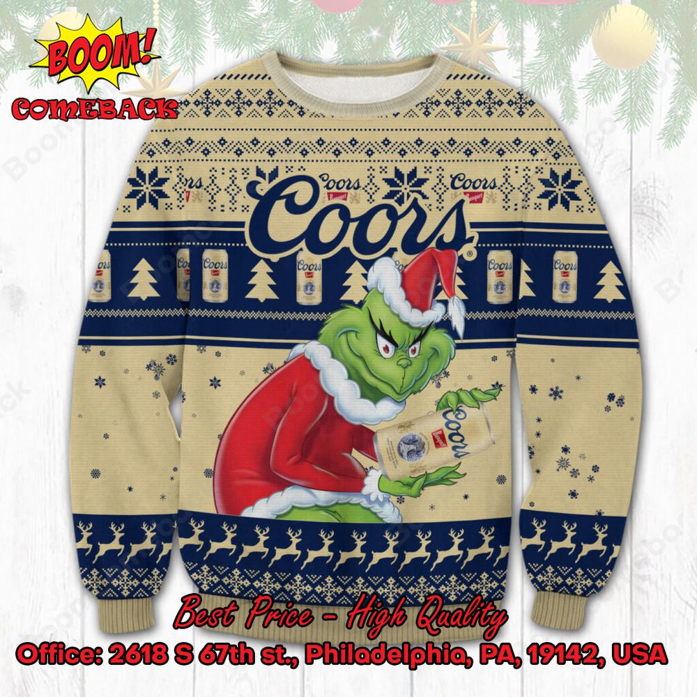 Coors Banquet Sneaky Grinch Ugly Christmas Sweater