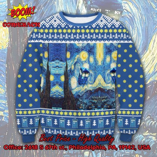 Doctor Who Van Gogh Starry Night Ugly Christmas Sweater