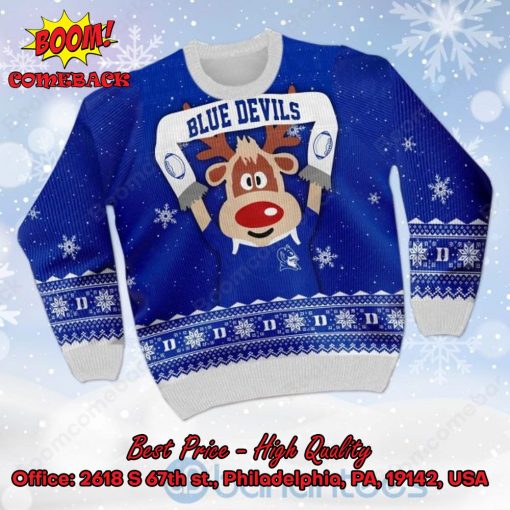 Duke Blue Devils Reindeer Ugly Christmas Sweater