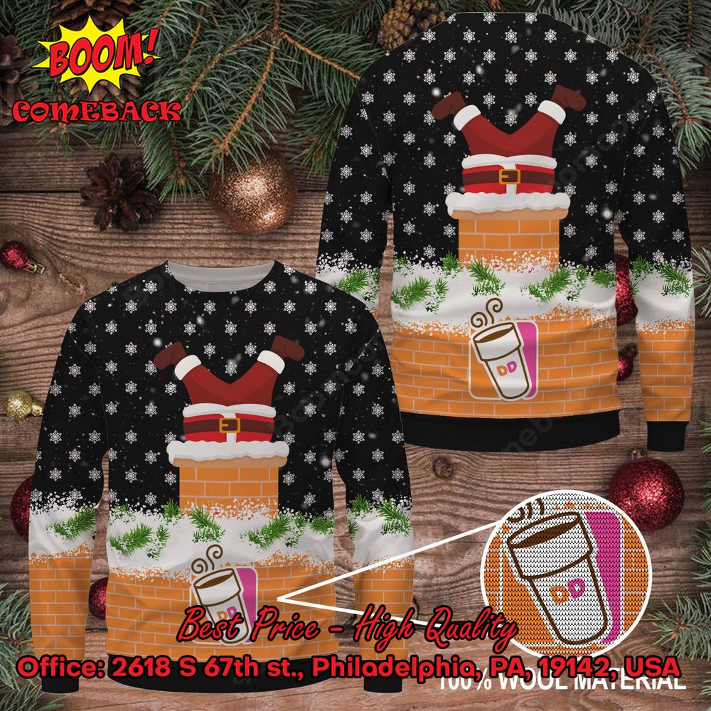 Domino's Pizza Santa Claus On Chimney Ugly Christmas Sweater