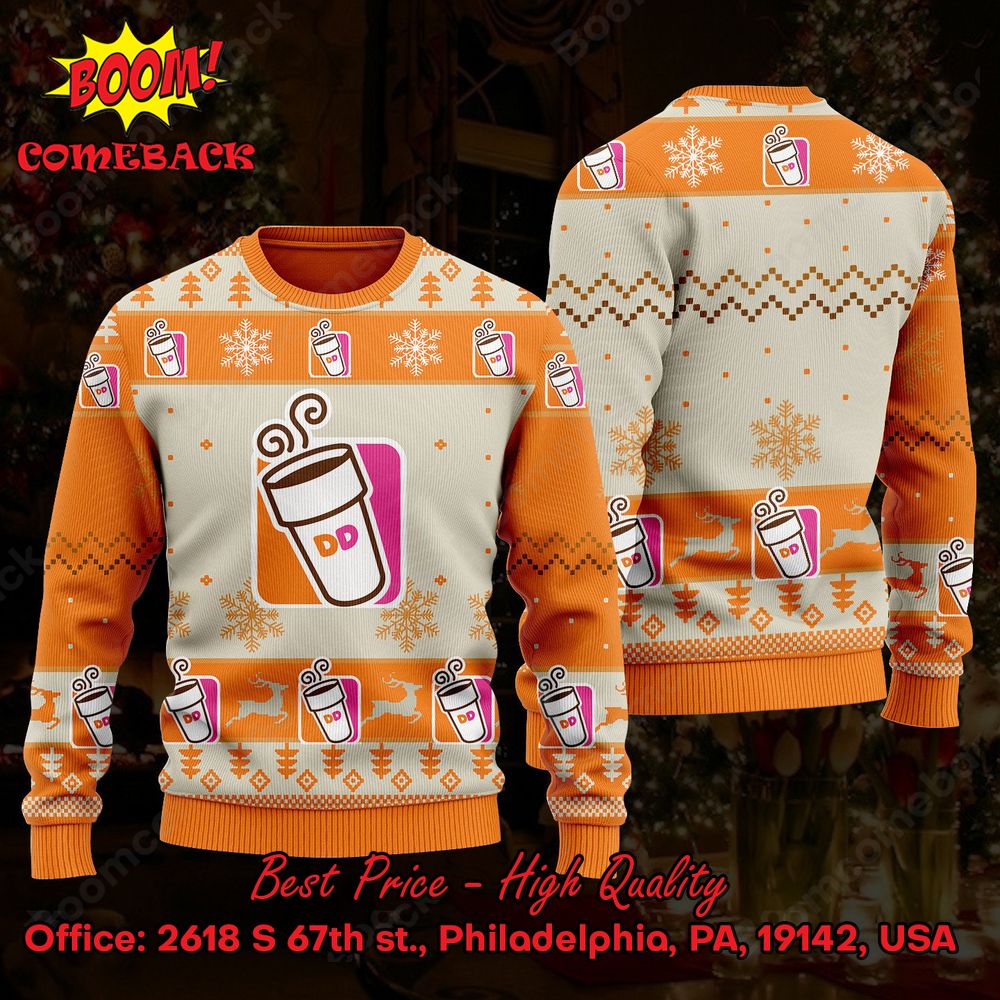 Dunkin' Donuts Santa Claus On Chimney Ugly Christmas Sweater