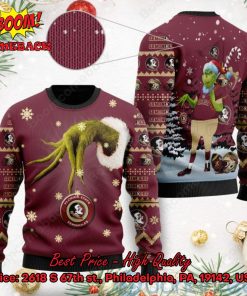 Florida State Seminoles Grinch Candy Cane Ugly Christmas Sweater