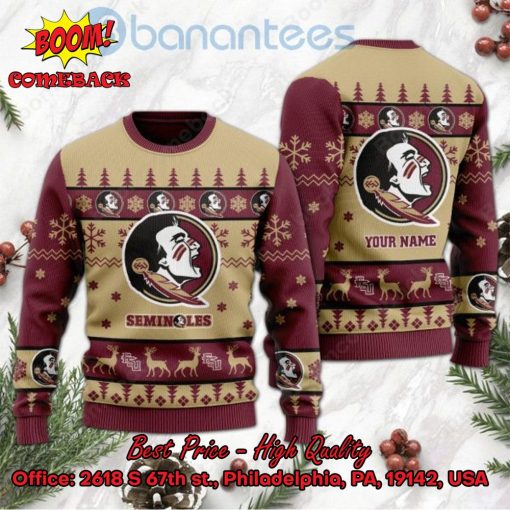 Florida State Seminoles Personalized Name Ugly Christmas Sweater