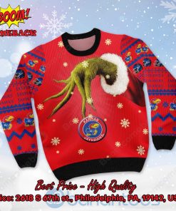 Kansas Jayhawks Grinch Candy Cane Ugly Christmas Sweater