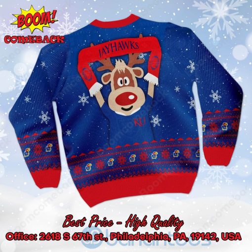 Kansas Jayhawks Reindeer Ugly Christmas Sweater