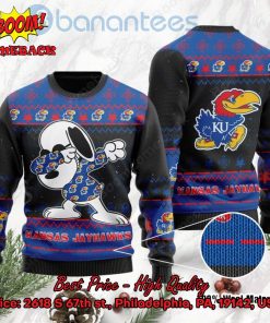Kansas Jayhawks Snoopy Dabbing Ugly Christmas Sweater