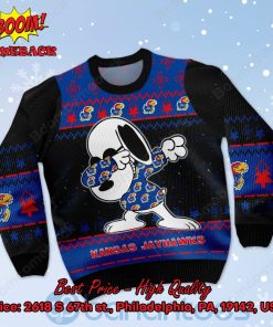 kansas jayhawks snoopy dabbing ugly christmas sweater 2 imbFC