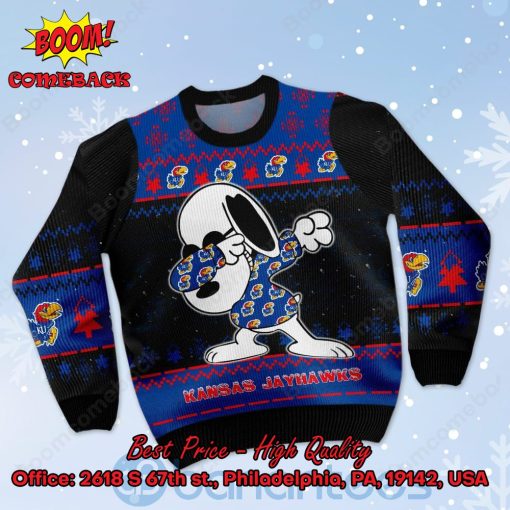 Kansas Jayhawks Snoopy Dabbing Ugly Christmas Sweater