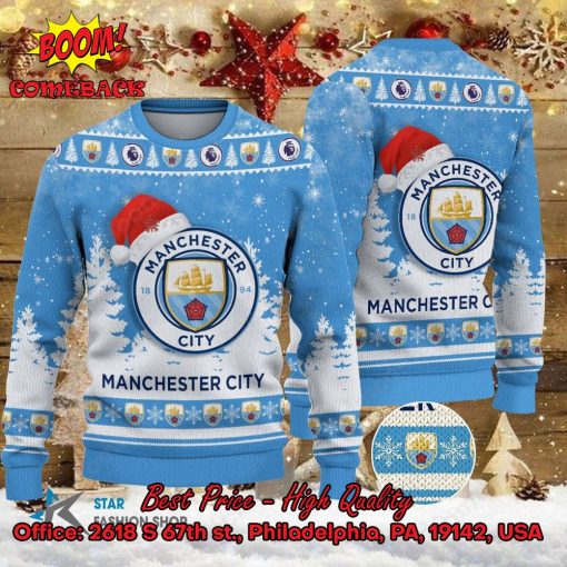 Manchester City Santa Hat Ugly Christmas Sweater