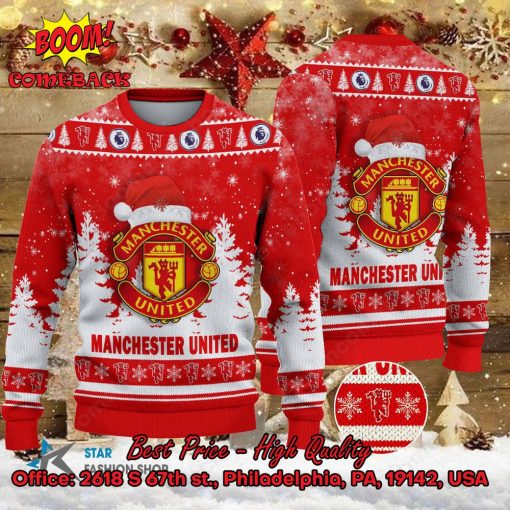 Manchester United Santa Hat Ugly Christmas Sweater