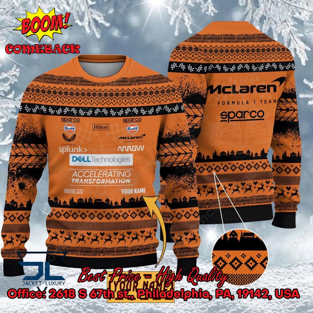 McLaren F1 Team Personalized Name Ugly Christmas Sweater