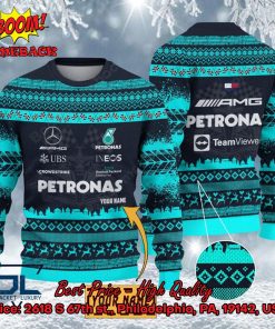 Mercedes-AMG Petronas F1 Team Personalized Name Ugly Christmas Sweater