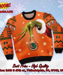 miami hurricanes grinch candy cane ugly christmas sweater 2 eeT15