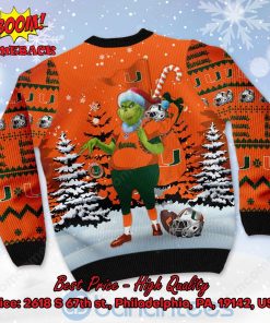 miami hurricanes grinch candy cane ugly christmas sweater 3 RLQ5F