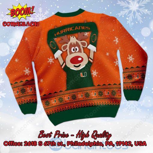 Miami Hurricanes Reindeer Ugly Christmas Sweater