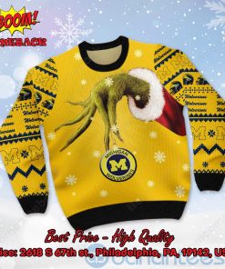 Michigan Wolverines Grinch Candy Cane Ugly Christmas Sweater