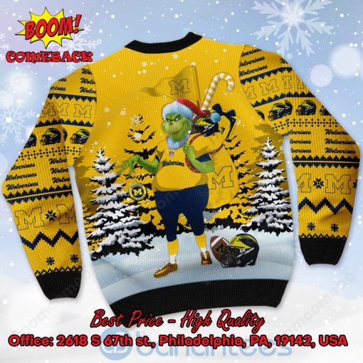 Michigan Wolverines Grinch Candy Cane Ugly Christmas Sweater