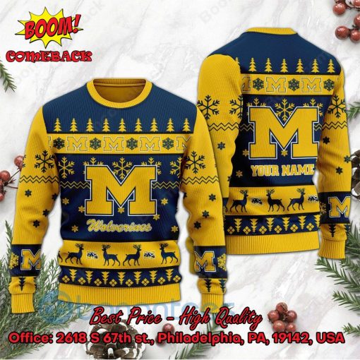 Michigan Wolverines Personalized Name Ugly Christmas Sweater