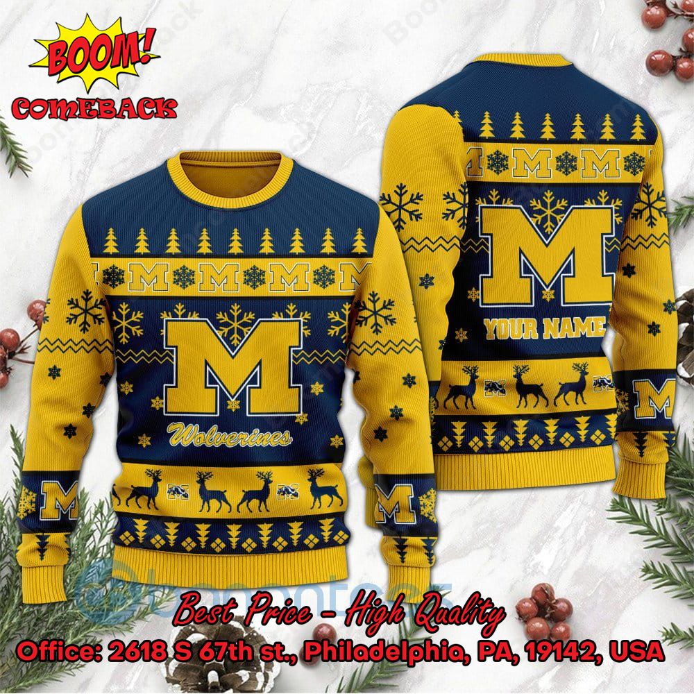 michigan wolverines personalized name ugly christmas sweater 1 7EOTO