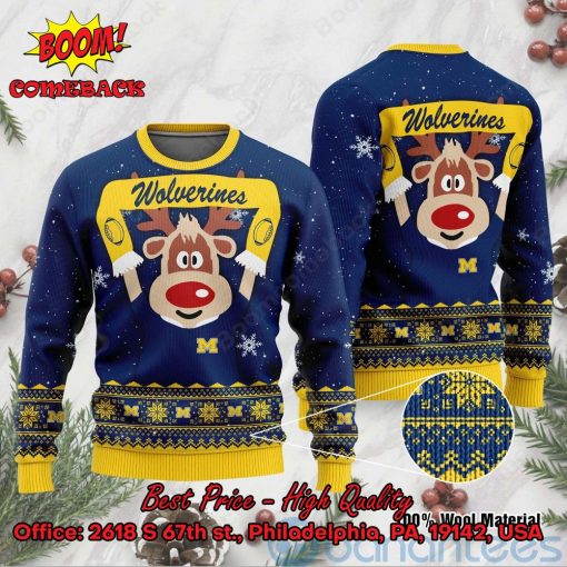 Michigan Wolverines Reindeer Ugly Christmas Sweater