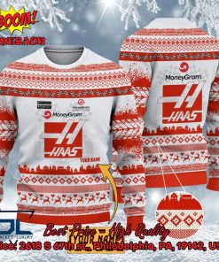MoneyGram Haas F1 Team Personalized Name Ugly Christmas Sweater