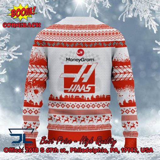 MoneyGram Haas F1 Team Personalized Name Ugly Christmas Sweater