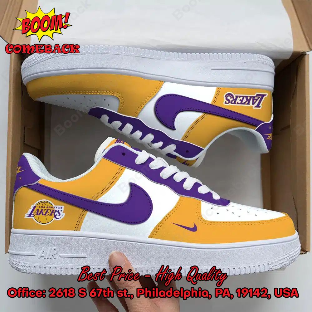 LIMITED DESIGN NBA Los Angeles Lakers Yellow White Nike Air Force Sneakers