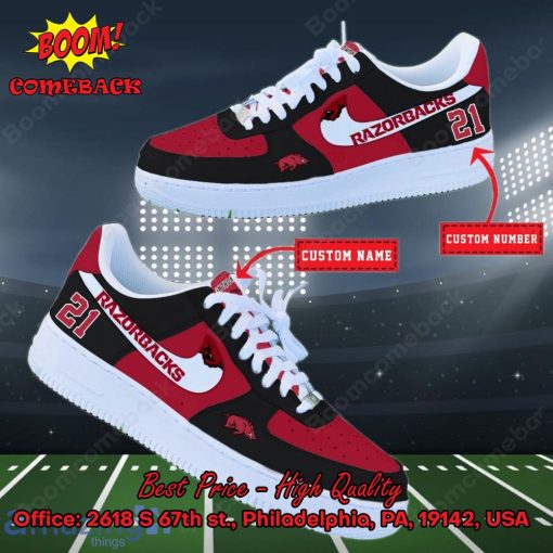 NCAA Arkansas Razorbacks Personalized Custom Nike Air Force 1 Sneakers