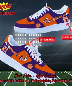 NCAA Clemson Tigers Personalized Custom Nike Air Force 1 Sneakers