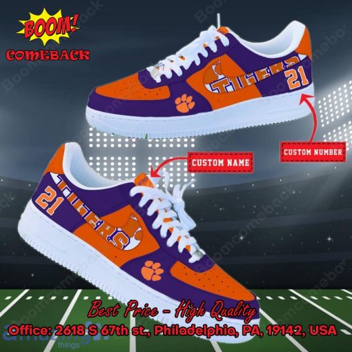 NCAA Clemson Tigers Personalized Custom Nike Air Force 1 Sneakers