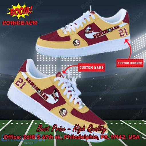 NCAA Florida State Seminoles Personalized Custom Nike Air Force 1 Sneakers
