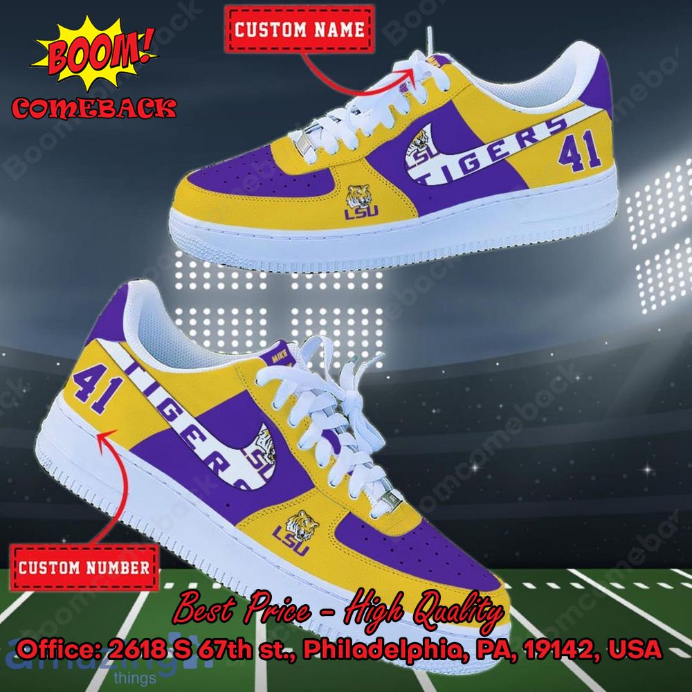 NCAA LSU Tigers Personalized Custom Nike Air Force 1 Sneakers