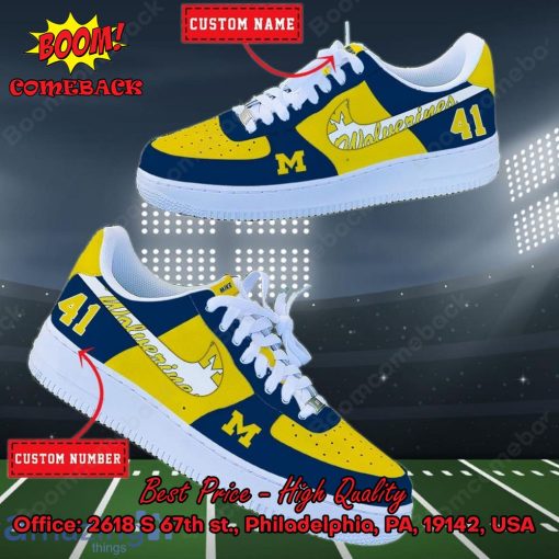 NCAA Michigan Wolverines Personalized Custom Nike Air Force 1 Sneakers