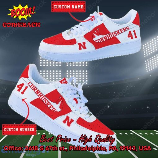 NCAA Nebraska Cornhuskers Personalized Custom Nike Air Force 1 Sneakers