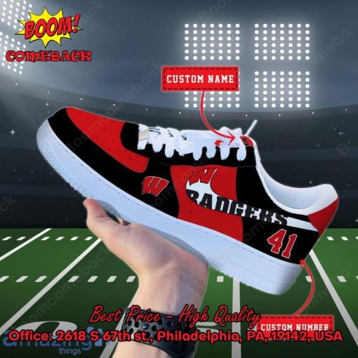 NCAA Wisconsin Badgers Personalized Custom Nike Air Force 1 Sneakers