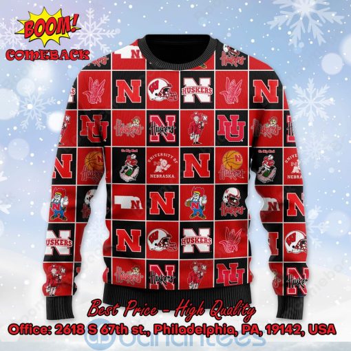 Nebraska Cornhuskers Logos Ugly Christmas Sweater